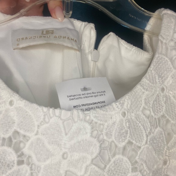 Amanda Uprichard Womens Round Neck Laser Cut Sheath Dress White Small - Picture 5 of 13